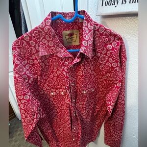 Larry Mahan Red Paisley Button Down Shirt